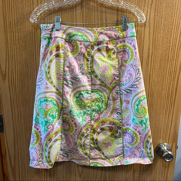 Chadwicks Dresses & Skirts - Chadwick’s Pink & Green Paisley Print Skirt Women's Size 8 w/ Side Zipper